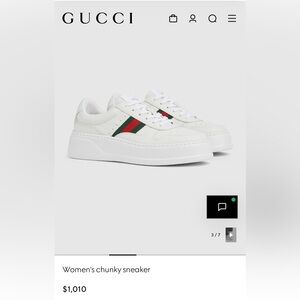 Gucci Women's White Sneakers with Red and Green Stripes